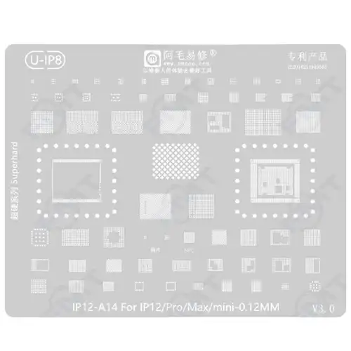 Replacement for AMAOE U-IP8/IP12 A14 0.12MM BGA REWORK STENCIL - Quality Phone Parts in Sri Lanka